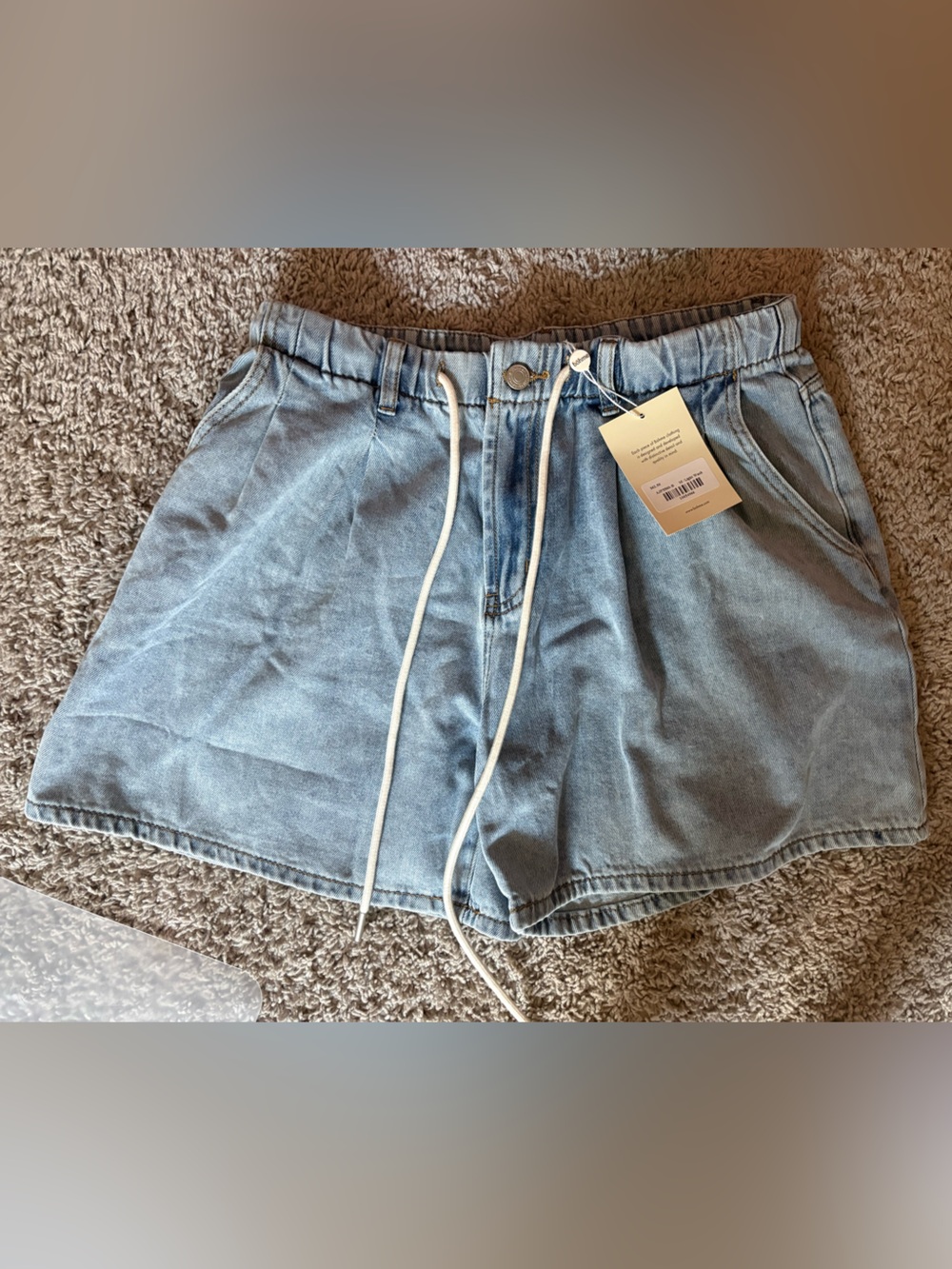 NWT bohme Drawstring Denim Shorts - Light Blue